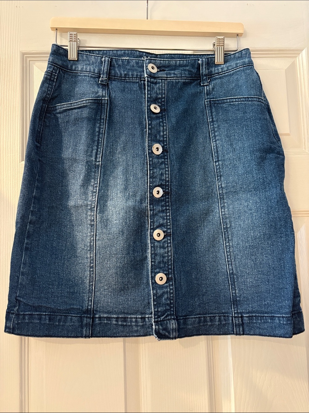 Style & Co. Button-Front Denim Mini Skirt - Dark Blue